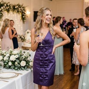 Calvin Klein Purple Bodycon Sleeveless V-Neck Special Occasion Midi Dress Size 8